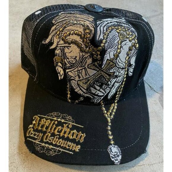 Very RARE Affliction Vintage New Ozzy Osbourne Black Hat Adult Black Sabbath Y2K